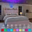Structure de lit Galaxy Aurora avec 2 tiroirs de rangement et tête de lit tapissier capitonnée Diamond-2033207383-2033207387