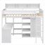 Lit plateforme mezzanine, structure simple en bois massif avec rangement intégré blanc doux avec bureau intégré et garde-robe