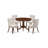 5 Piece Dining Room Furniture Set Includes a Round Dining Table with Pedestal and 4 Doeskin Linen Fabric Upholstered Parson Chairs, Mahogany-889851802-889851749-889851748