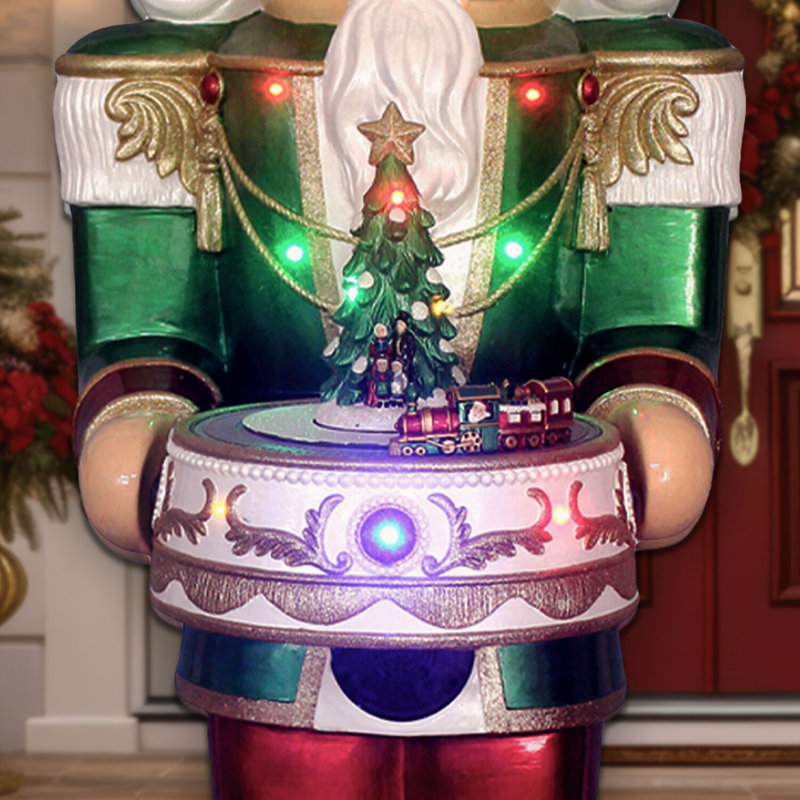4.8-Ft Green and Red Resin Nutcracker with LED Lights and Music
