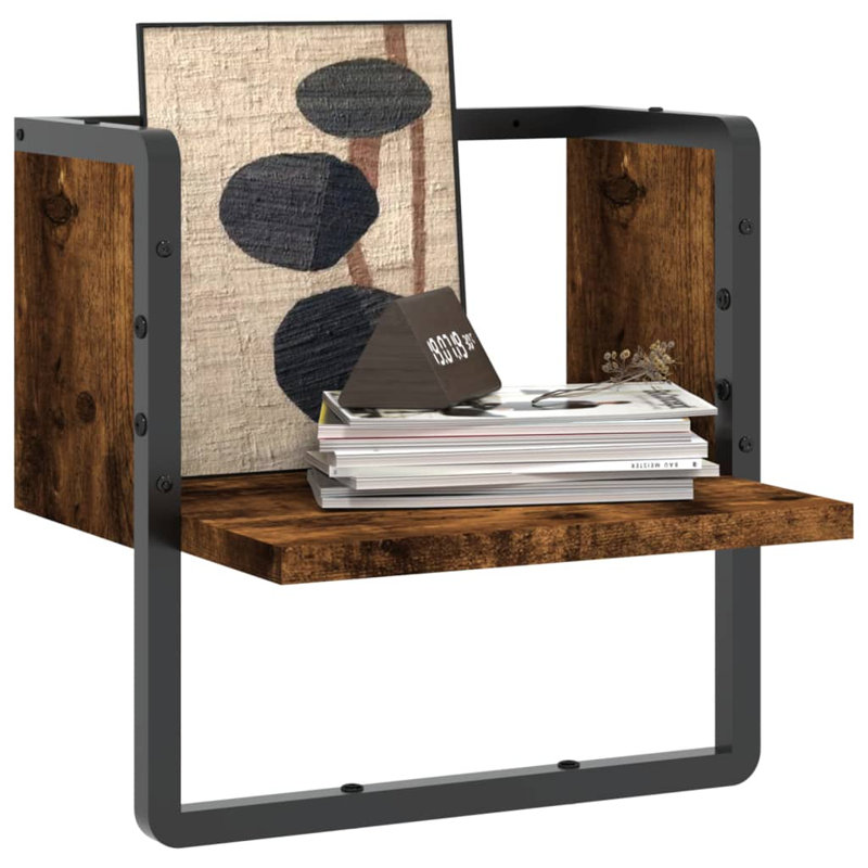 Narita Bracket Shelf, Smoked Oak, 30cm H x 30cm W x 25cm D
