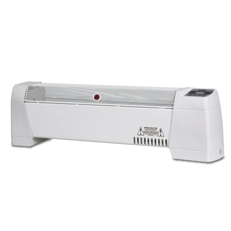 Optimus 30" White Electric Baseboard Convection Heater with Thermostat