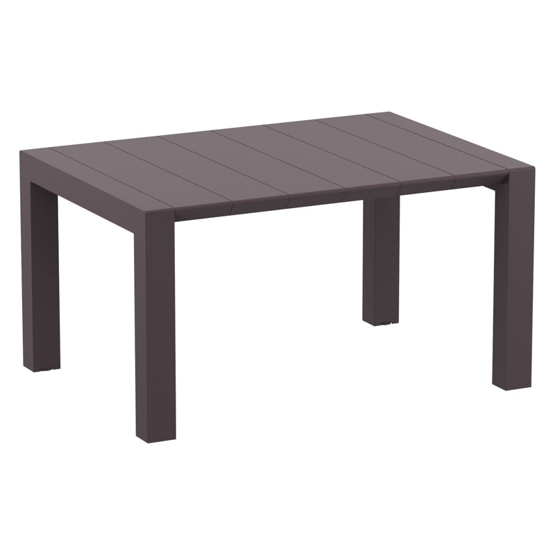 Table à manger en plastique à rallonge Dubuc, Brun rotin