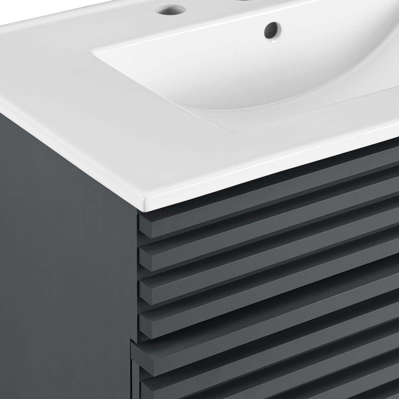Armoire de meuble-lavabo 30 po Render, Gris / blanc