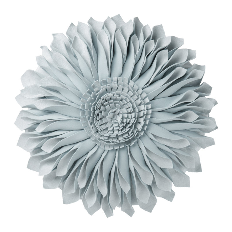  Housse et insert de coussin décoratif en tournesol Appliqued, Carré 14 po, Bleu clair - suède uni