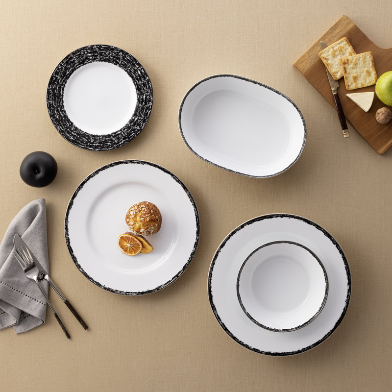 Service de table 12 pièces, service pour 4 Noritake Rill, Noir