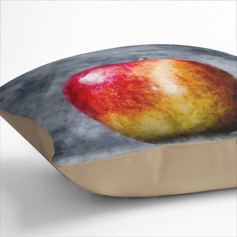 Apple Fruit Painting Square Throw Cushion, 55cm H x 55cm W x 20cm D, Stone