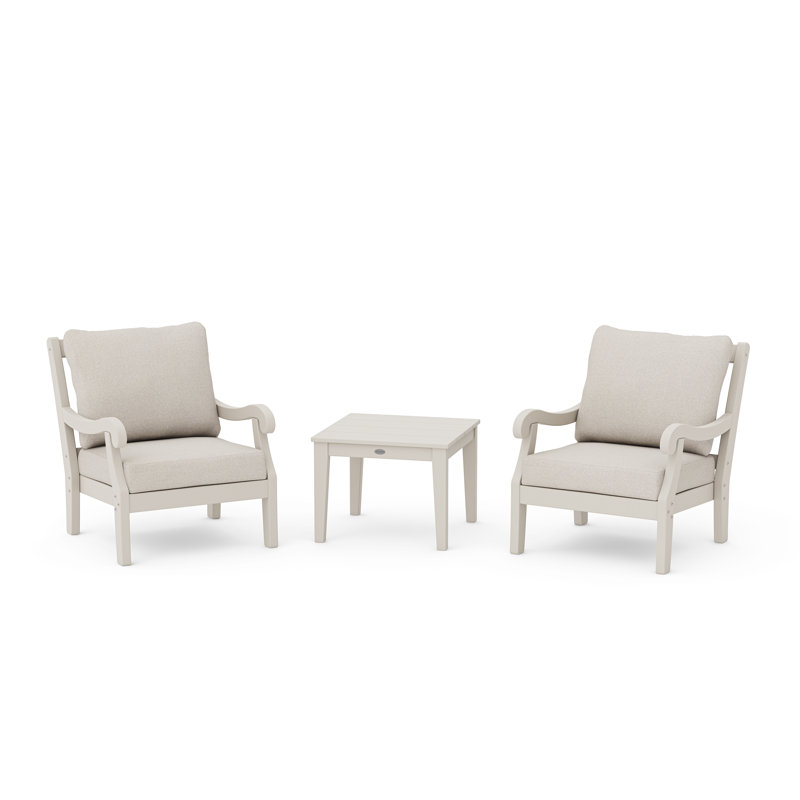Veranda 3-Piece Deep Seating Set, Dune Burlap Cushion/Sand Frame
