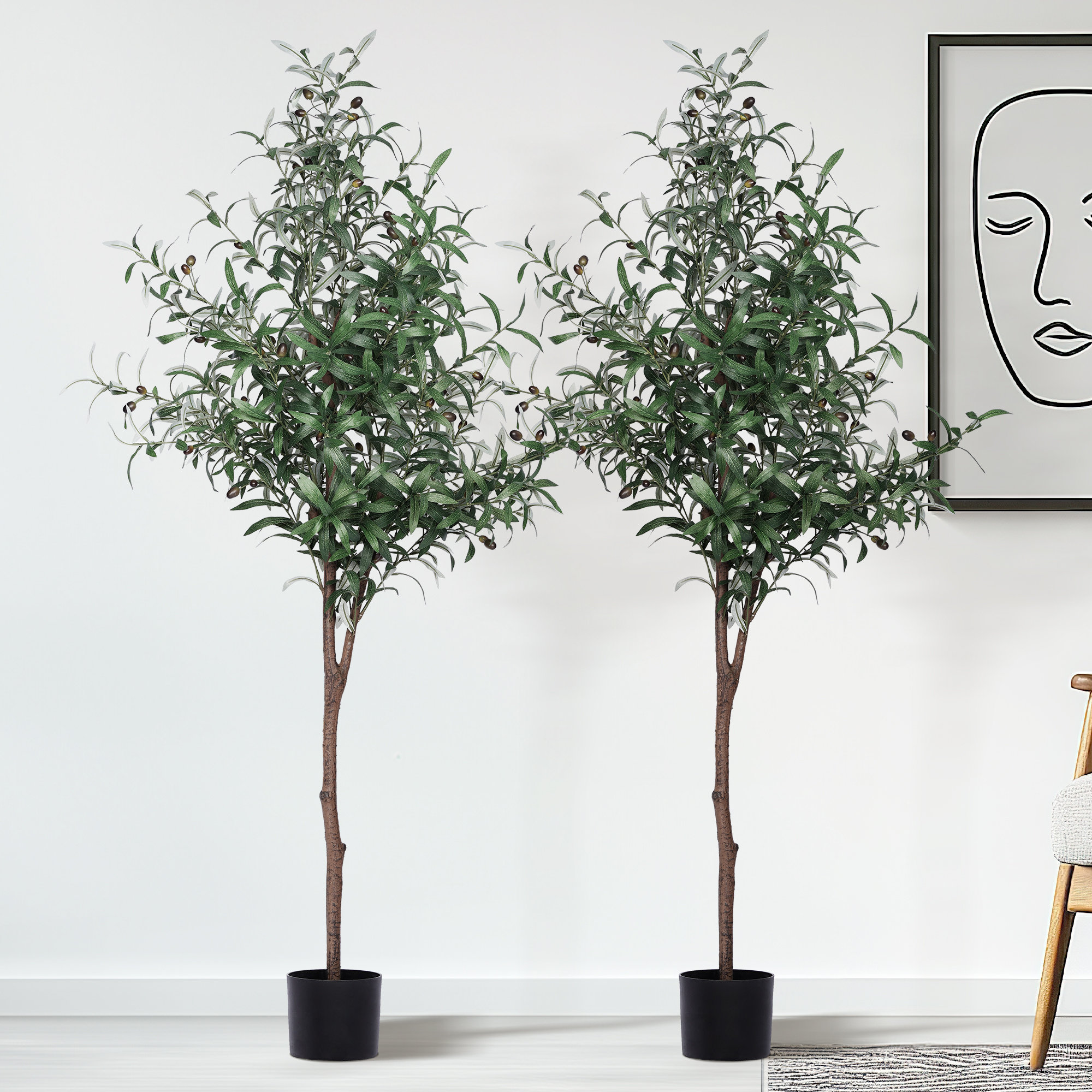 Faux Olive Tree Tree in Pot, 62" H x 23" W x 23" D