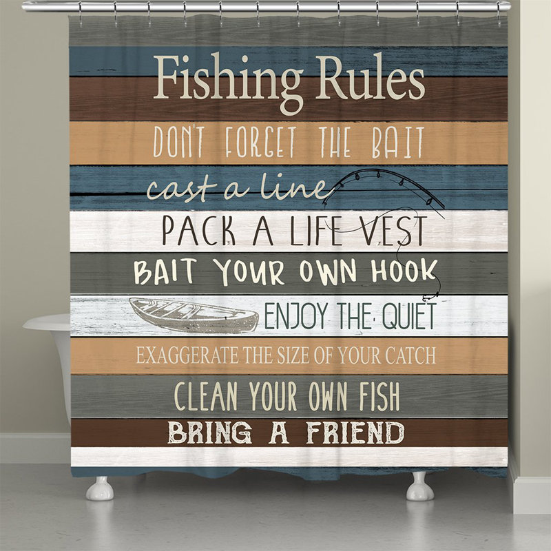 Deshazo Fishing Rules Shower Curtain