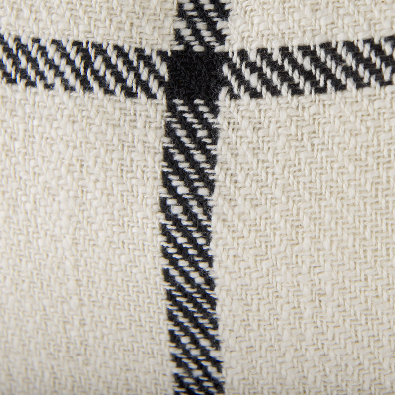 Natural and Black Plaid Cotton Throw Pillow Cover 18x18 Inch