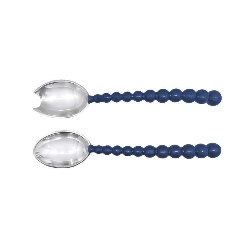 Pearled Salad Servers, Blue