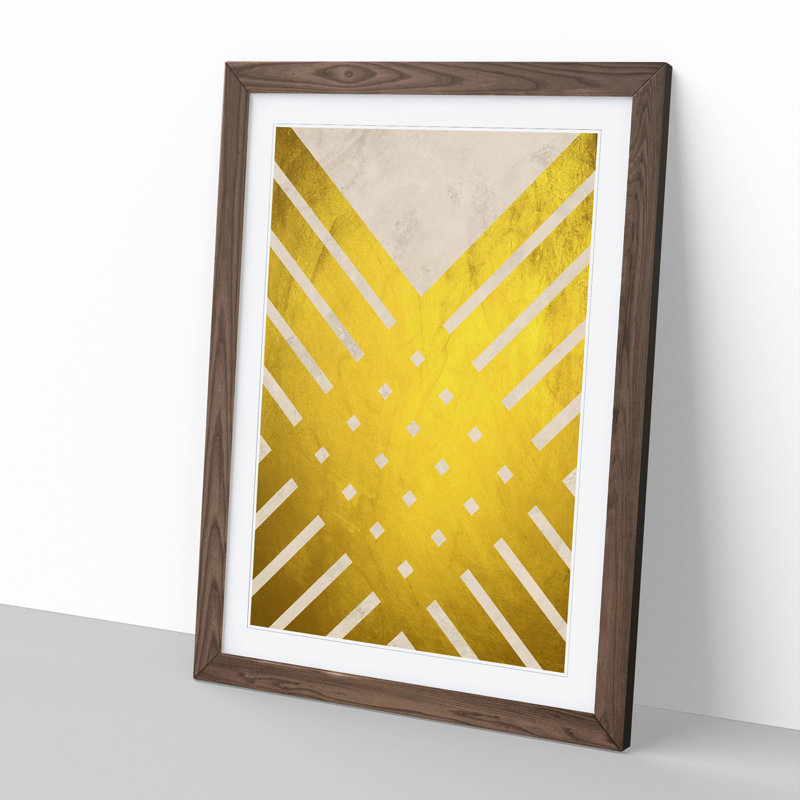 Golden Lattice - Picture Frame Graphic Art, 65cm H x 48cm W x 2cm D, Walnut Framed