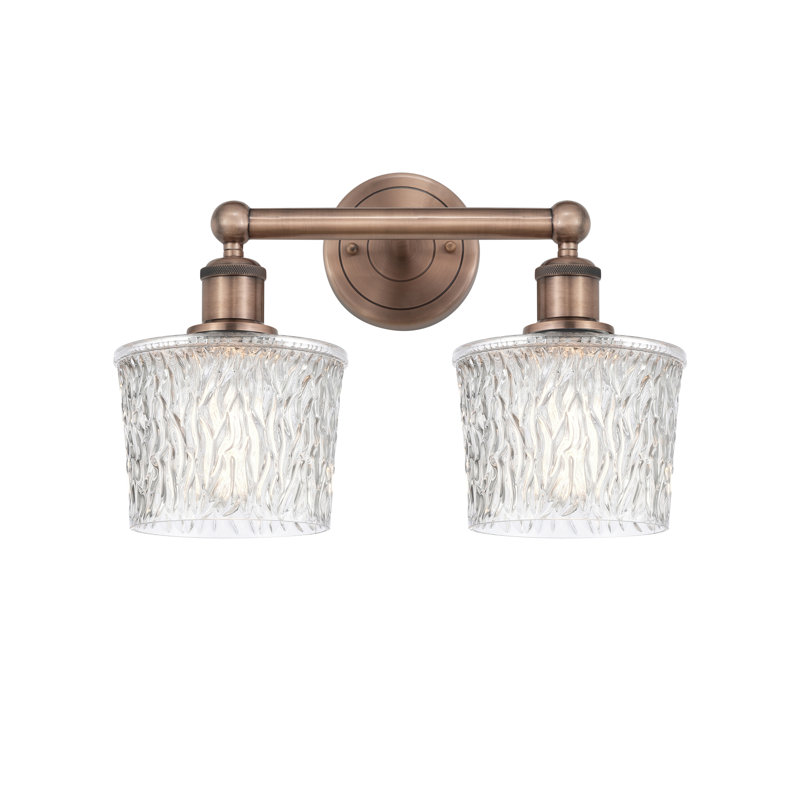 2 - Light Dimmable Vanity Light, Antique Copper, 11" H x 15.5" W x 7.75" D