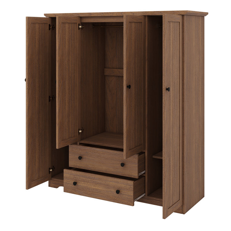 Door Wardrobe Armoire Closet With Drawers, Brown