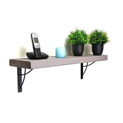 Haris Solid Wood Bracket Shelf with Reclaimed Wood