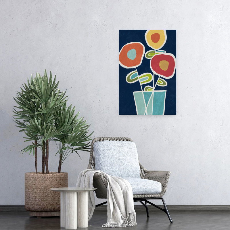 Fleurs modernes 2 abstraites audacieuses, art mural coloré, 24" H x 16" W