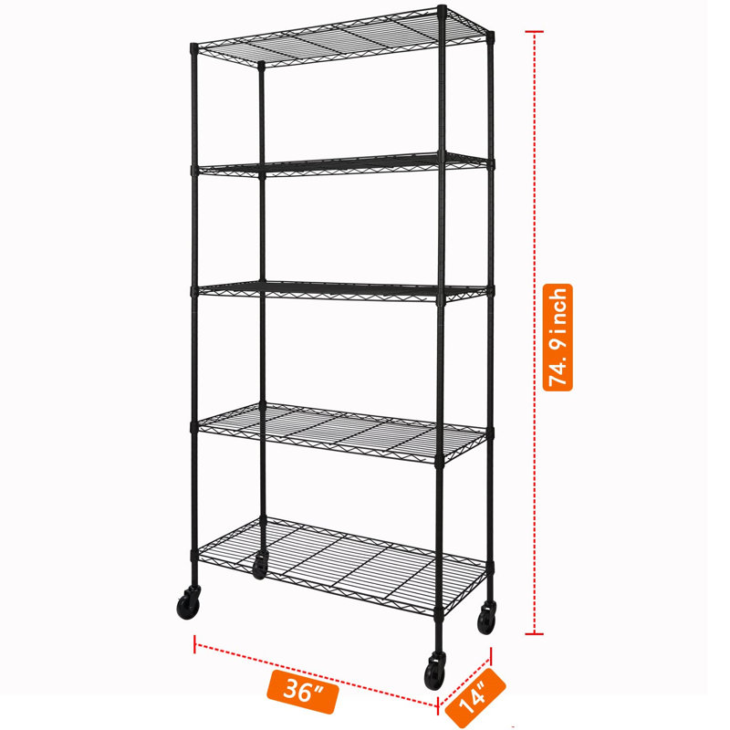 Étagère en métal avec roulettes l 35,98 po Noezile
