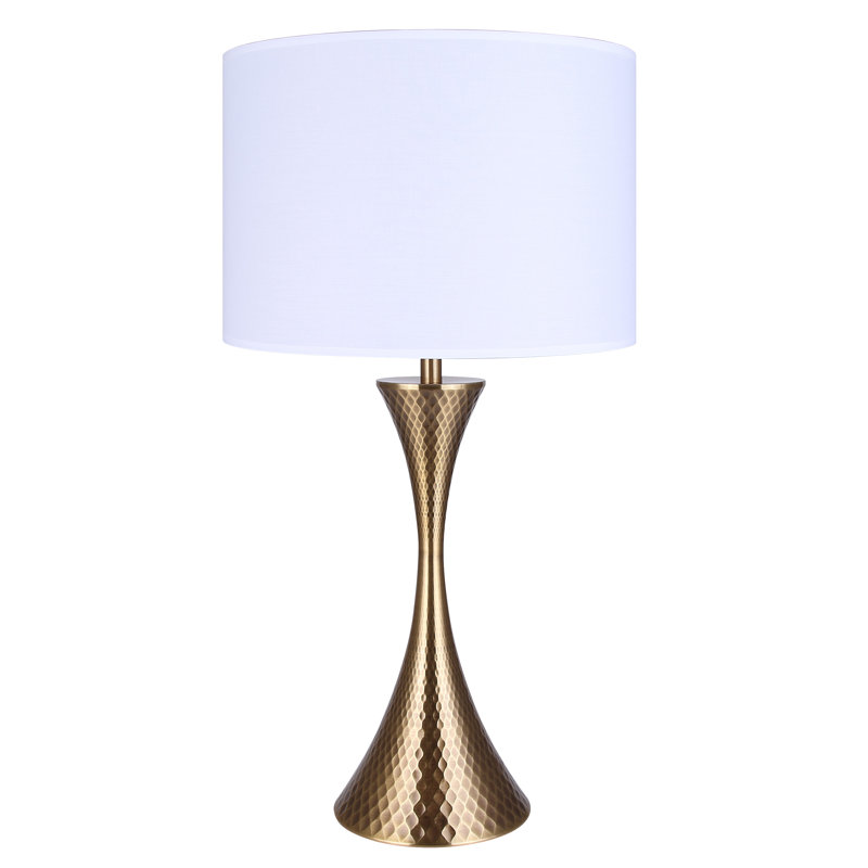 Lampe de table 1 lumière Adavia avec finition dorée et abat-jour blanc