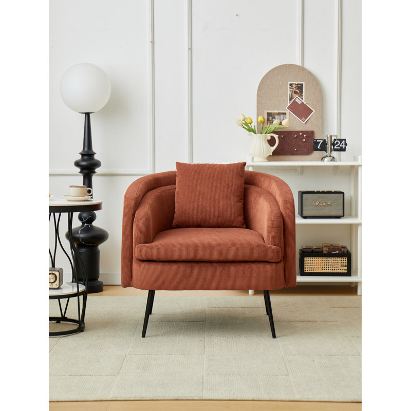 Chaise longue en métal Drayton, Velours côtelé rouge