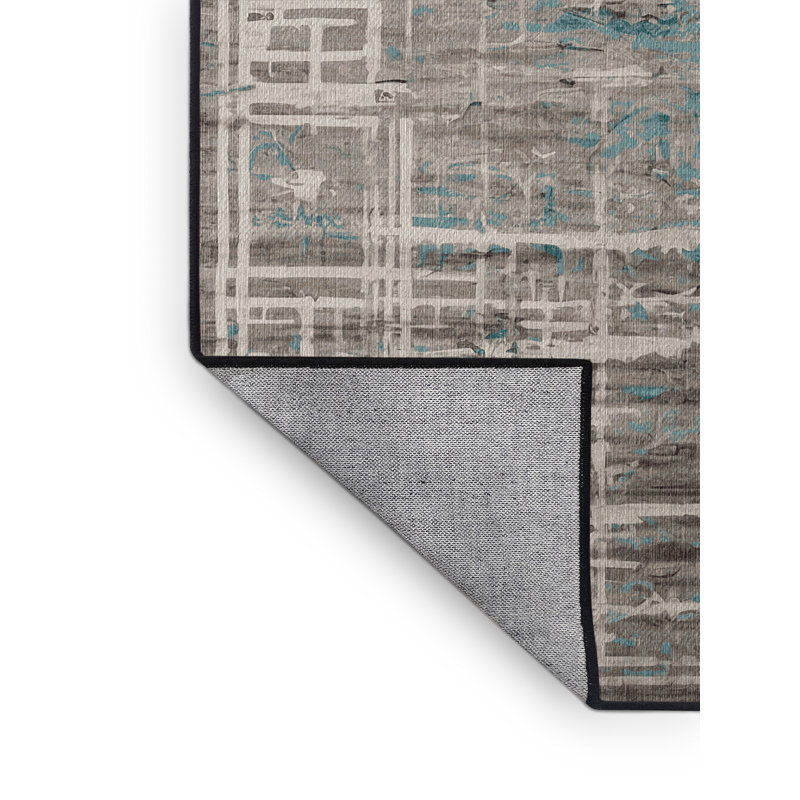 Machine Washable Black Area Rug, Rectangle 7' x 10'