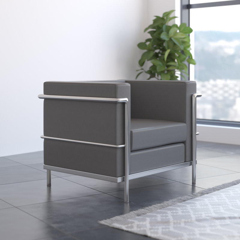 Fauteuil en similicuir avec barre double, Gris
