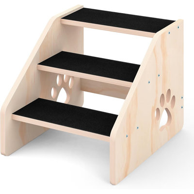 Escaliers en bois pour animaux de compagnie en 3 étapes pour petits chiens, chiots, chatons et chats plus âgés