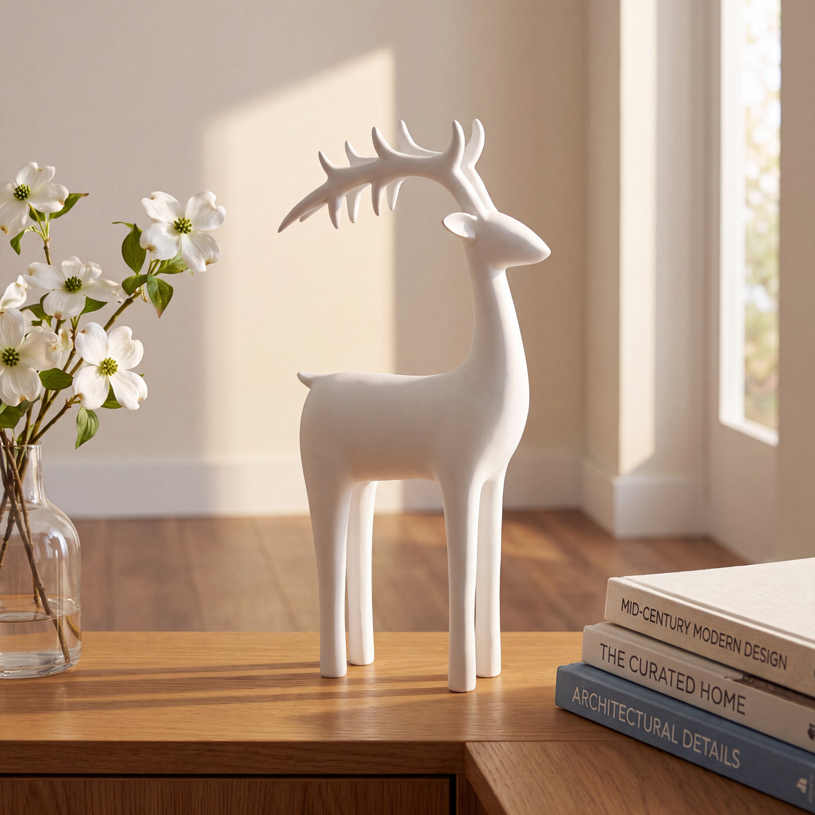 Small White Deer Figurine