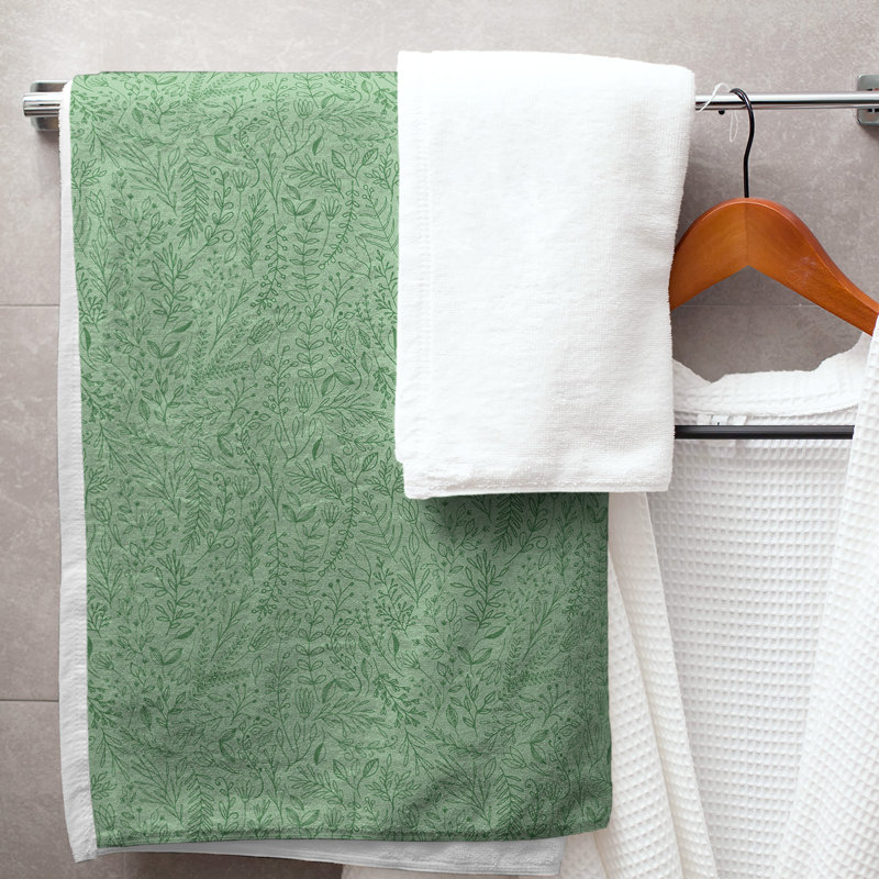 Serviette de bain florale ditsy classique, Vert foncé