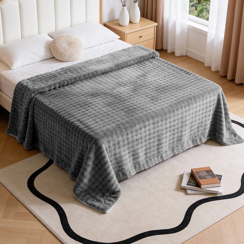 Machine Tufted Throw Blanket, 100cm x 150cm, Grey
