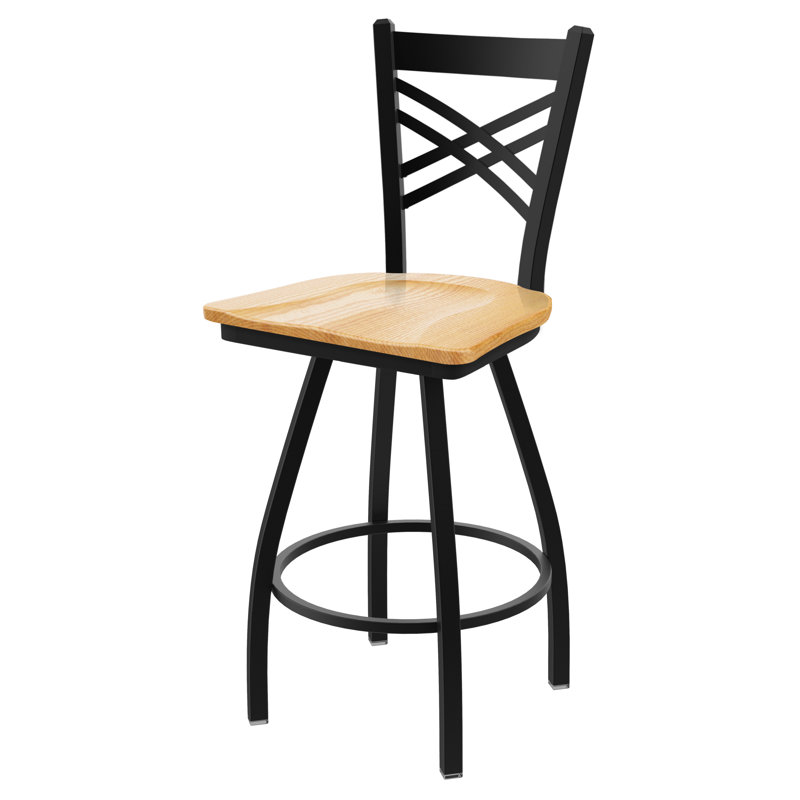XL 820 Catalina Swivel Stool, Natural Oak, Black Wrinkle, Extra Tall (36” Seat Height)