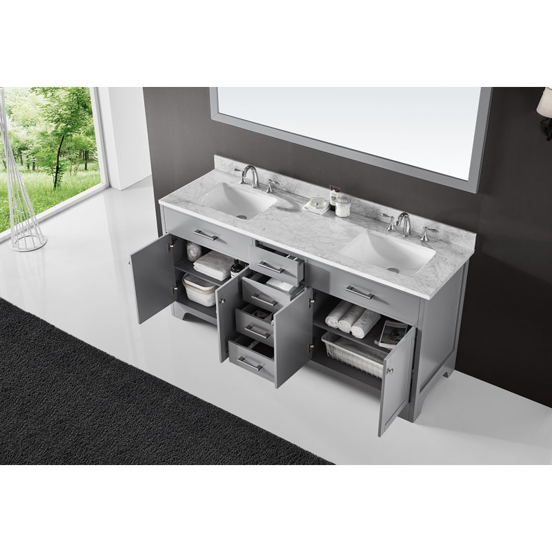 Ensemble de meuble-lavabo double 72 po Cassel, Gris taupe