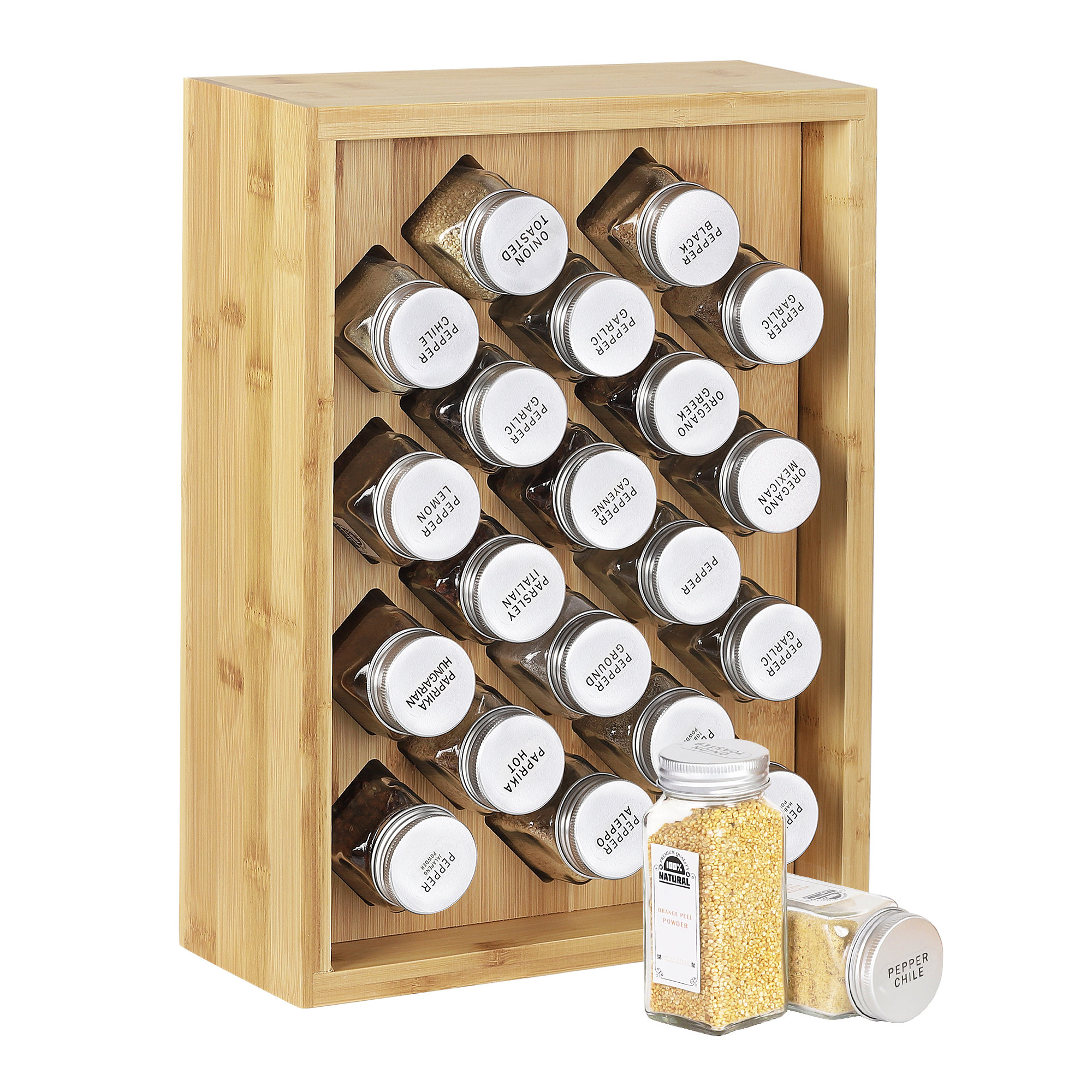 Free-Standing Bamboo Spice Rack