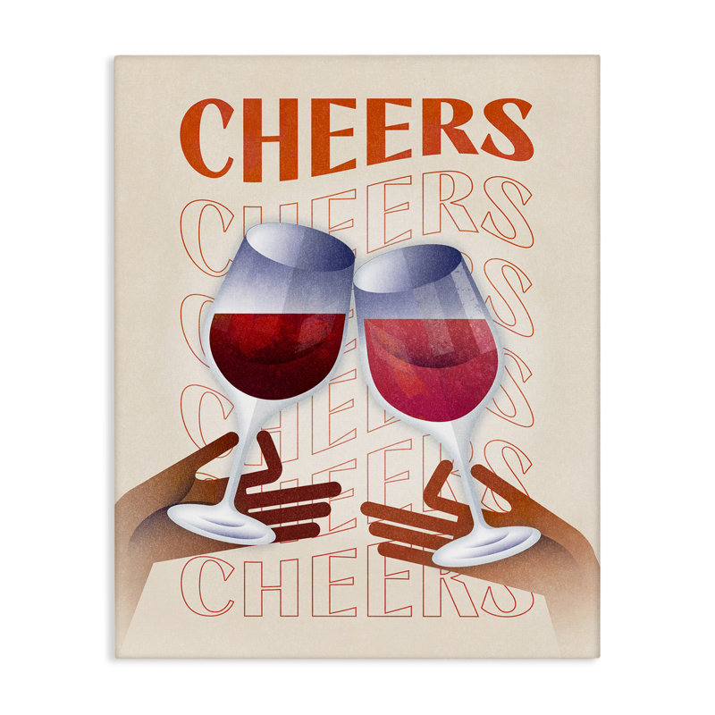 «Cheers Wine Glasses», art mural sur toile par Victoria Barnes, H 20 po x l 16 po