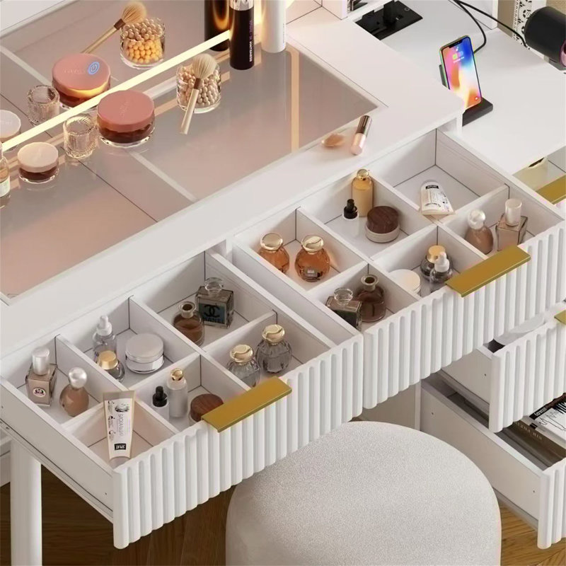Makeup Vanity Table with Mirror and Drawers