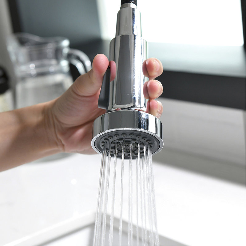 Single Handle Kitchen Sink Faucet With Pull Down , Finish, Spring - Down, Multifunctional, No Leakage Commercial , Lead Brass, Ceramic Filler, Multifunctional Water Outlet