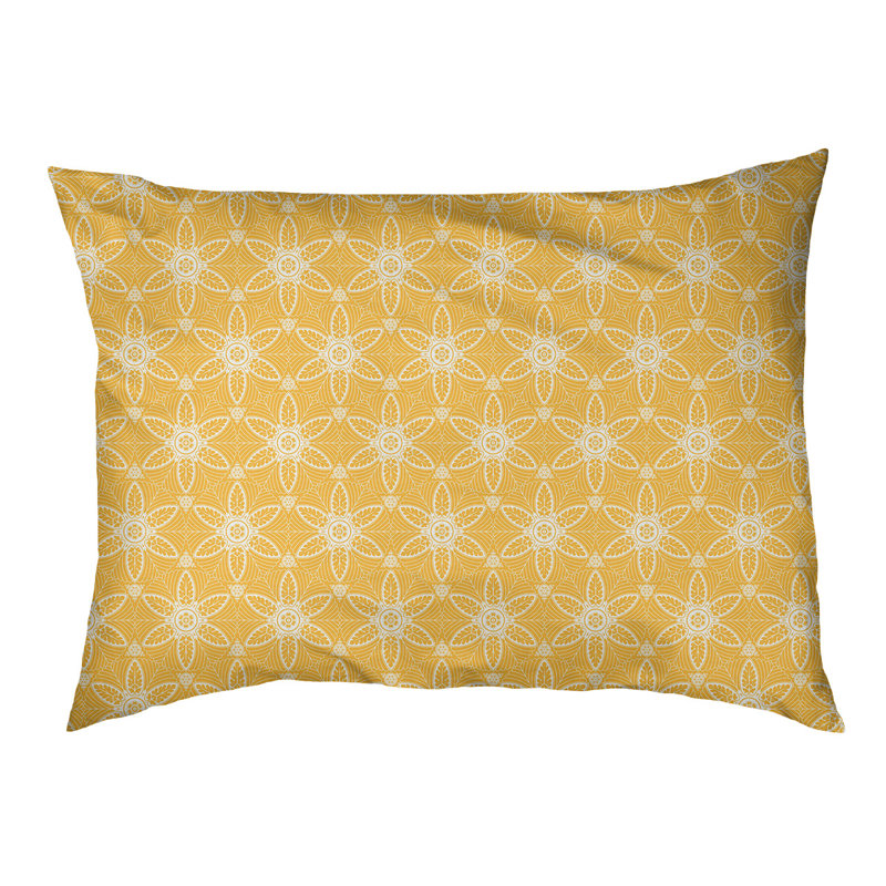 Byrge Geometric Pet Bed, Small (29.5" W x 19.5" D x 9.5" H), Yellow/White