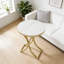 Table d'appoint nordique ovale avec plateau en mable et support en métal blanc pour le salon ou la chambre à coucher