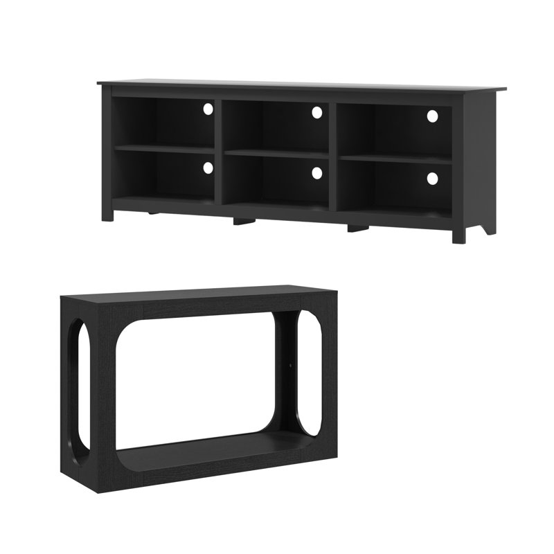 Billy Modern 2 Piece Living Room Media And Console Set, Travertine