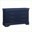 Ensemble de chambre à coucher, style traîneau pleine grandeur 5 pièces avec tête de lit à DEL, bleu marine | Bois massif et panneau de fibres à densité moyenne | Lits-bateau-347608978-347608988-347608989