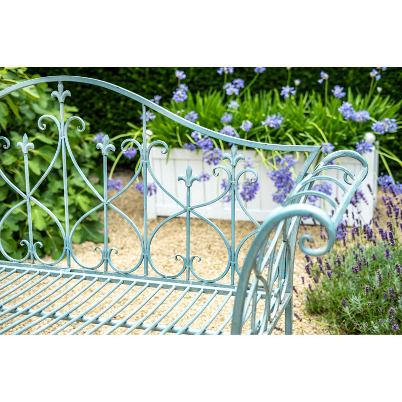 Miramar Steel Park Bench, Antique Blue