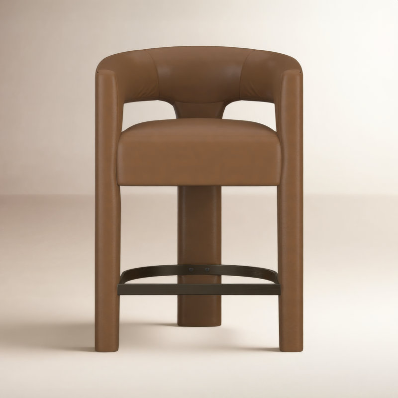 Lyons Upholstered Counter Height Stool, Brown Leather