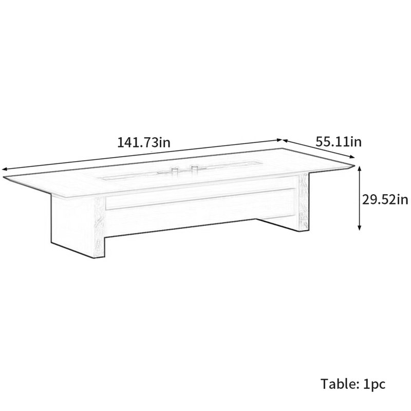 Grande table de conférence légère et luxueuse, H 29,52 po x L 141,73 po x l 55,11 po