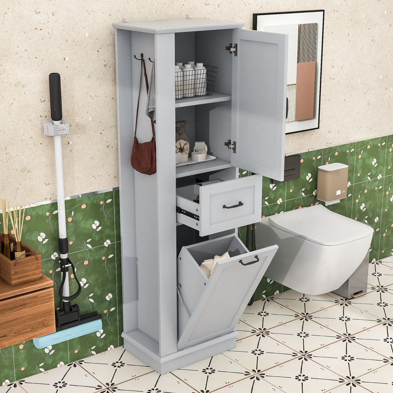Armoire de salle de bain minimaliste en bois avec rangement inclinable, tablette réglable et charnières à fermeture en douceur