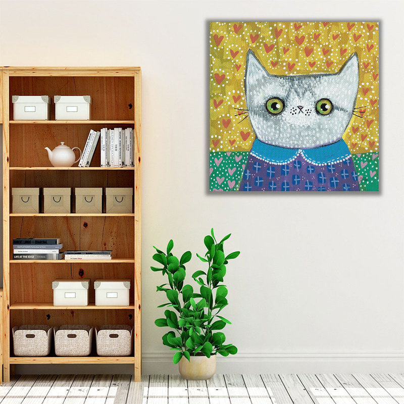 «Kooky Cat II», reproduction d'art sur toile, H 20 po x l 20 po