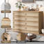 Commode double 8 tiroirs pour chambre à coucher, commode en rotin-1439029390