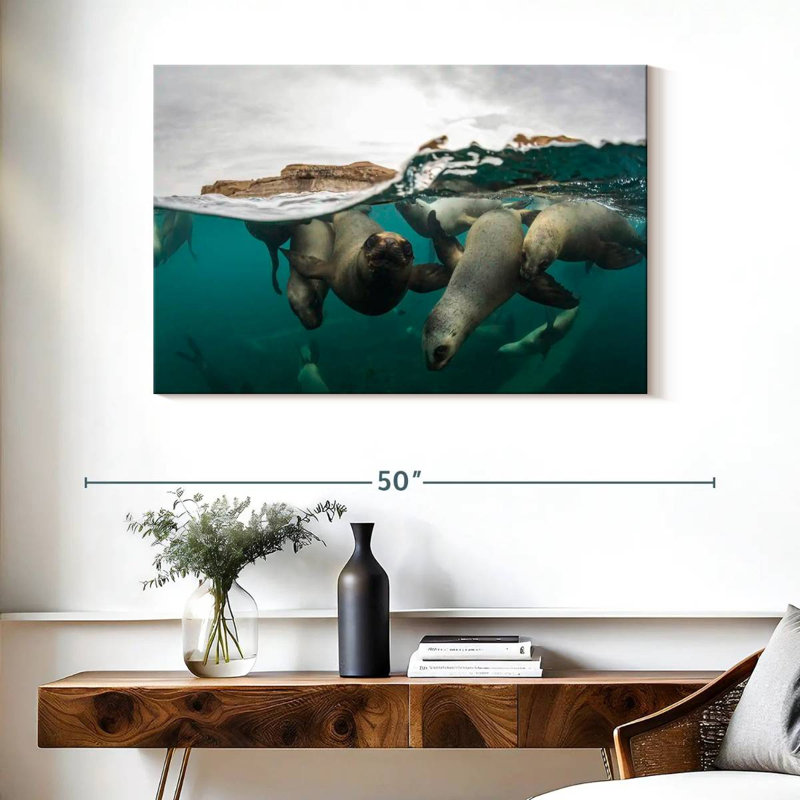 Brampt Swimming Sea Lions, 26" H x 39" W