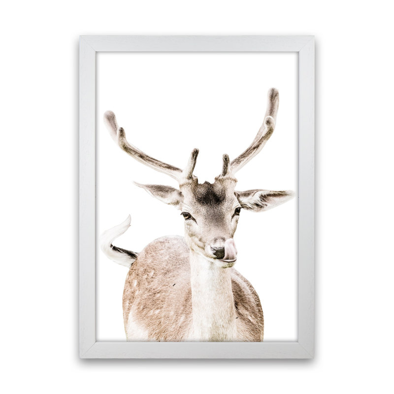 Deer I by Victoria Frost - Print, 88cm H x 64cm W x 3cm D, White Framed