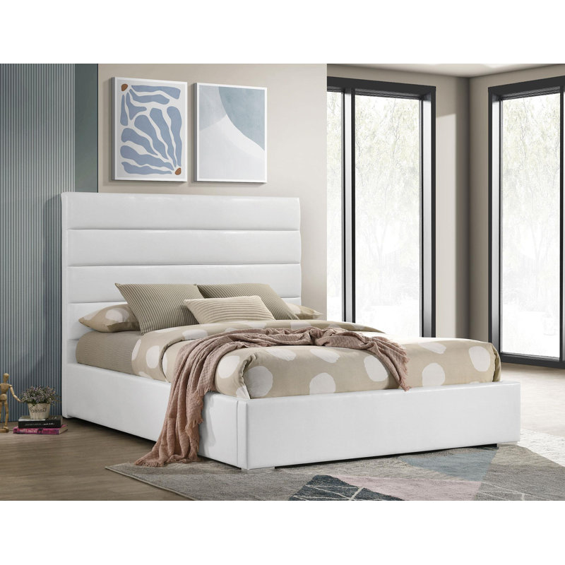 53-inch Upholstered Eastern Platform Bed White, Full / Double