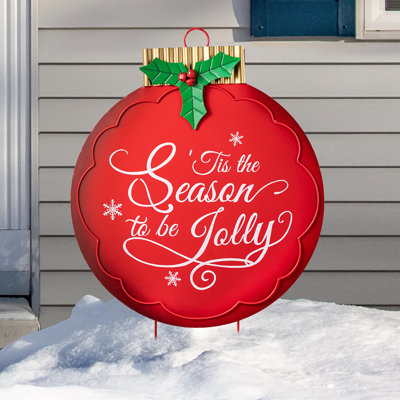 Large Metal Christmas Ornament Yard Stake